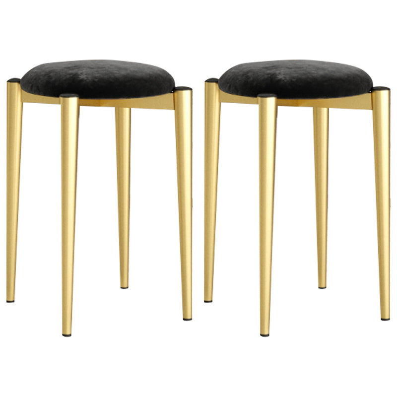 Modern Tear Resistant Pouf Circle Shape Dark Green Velvet Ottoman