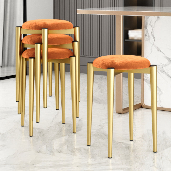 Modern Tear Resistant Pouf Circle Shape Dark Green Velvet Ottoman