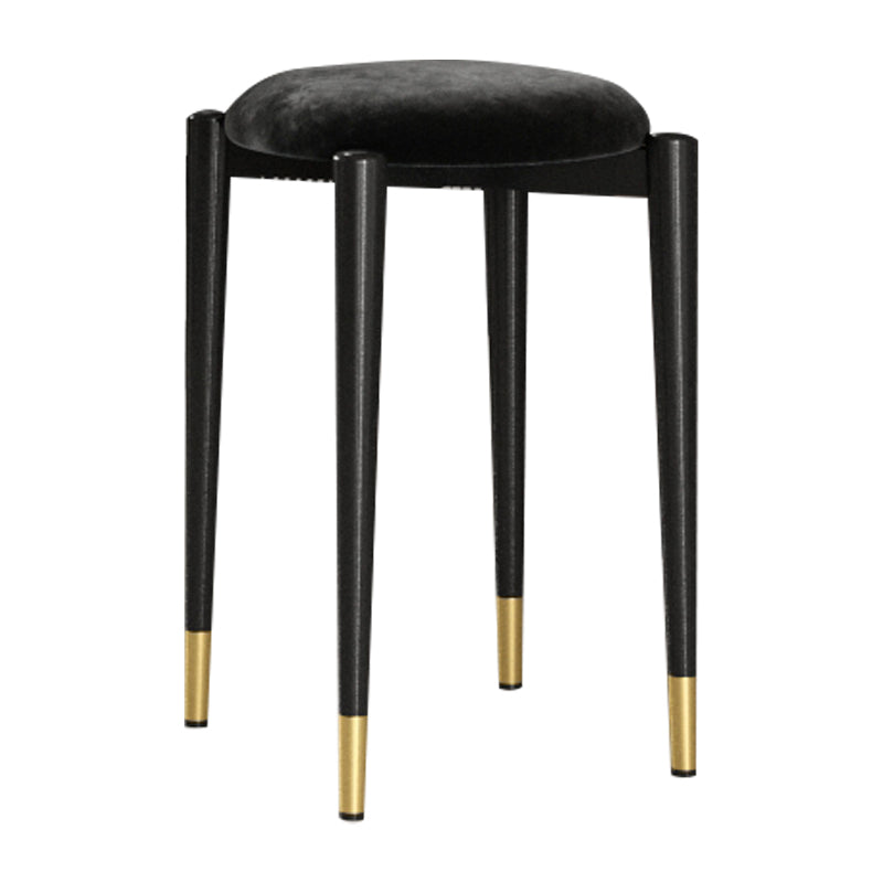 Modern Tear Resistant Pouf Circle Shape Dark Green Velvet Ottoman