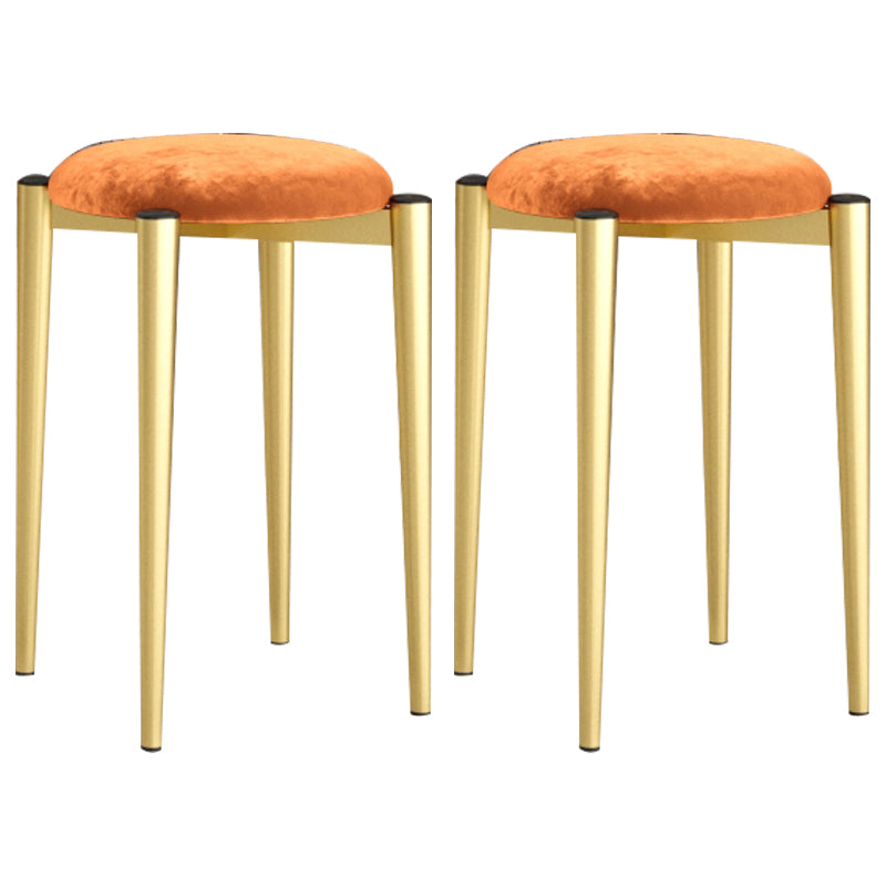 Modern Tear Resistant Pouf Circle Shape Dark Green Velvet Ottoman