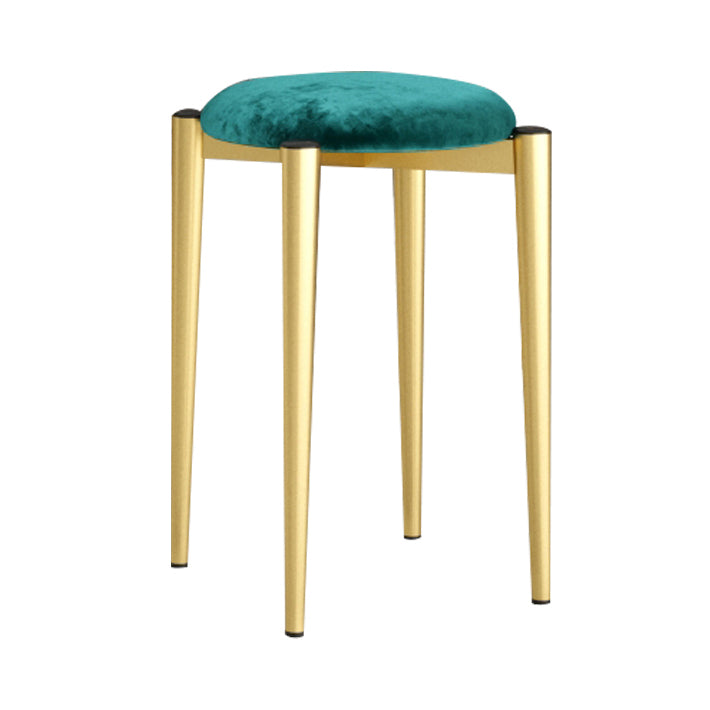 Modern Tear Resistant Pouf Circle Shape Dark Green Velvet Ottoman