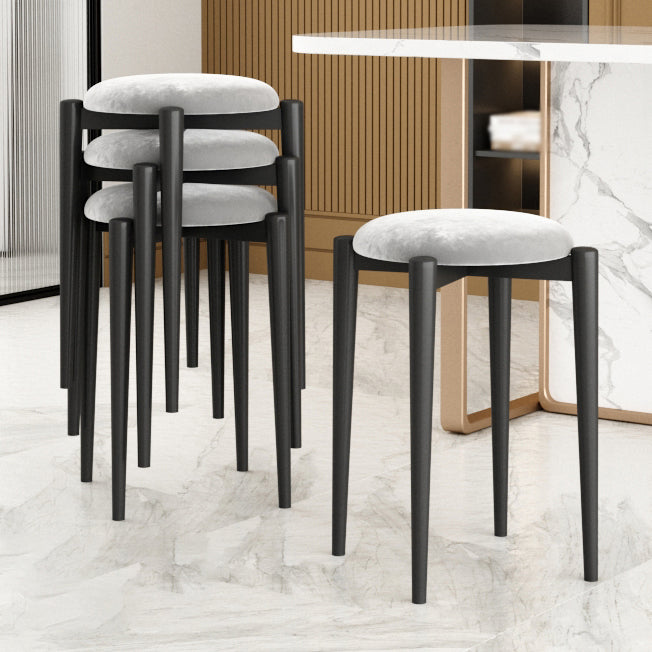 Modern Tear Resistant Pouf Circle Shape Dark Green Velvet Ottoman