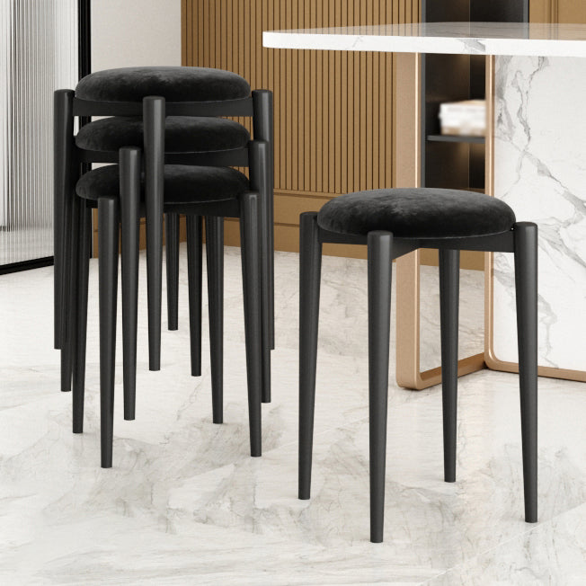 Modern Tear Resistant Pouf Circle Shape Dark Green Velvet Ottoman