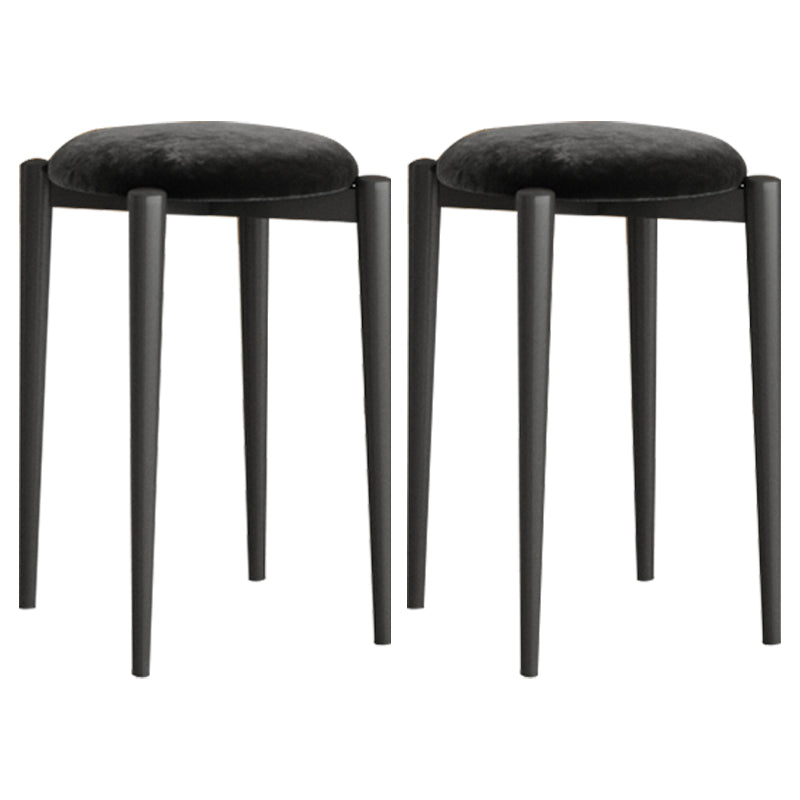 Modern Tear Resistant Pouf Circle Shape Dark Green Velvet Ottoman