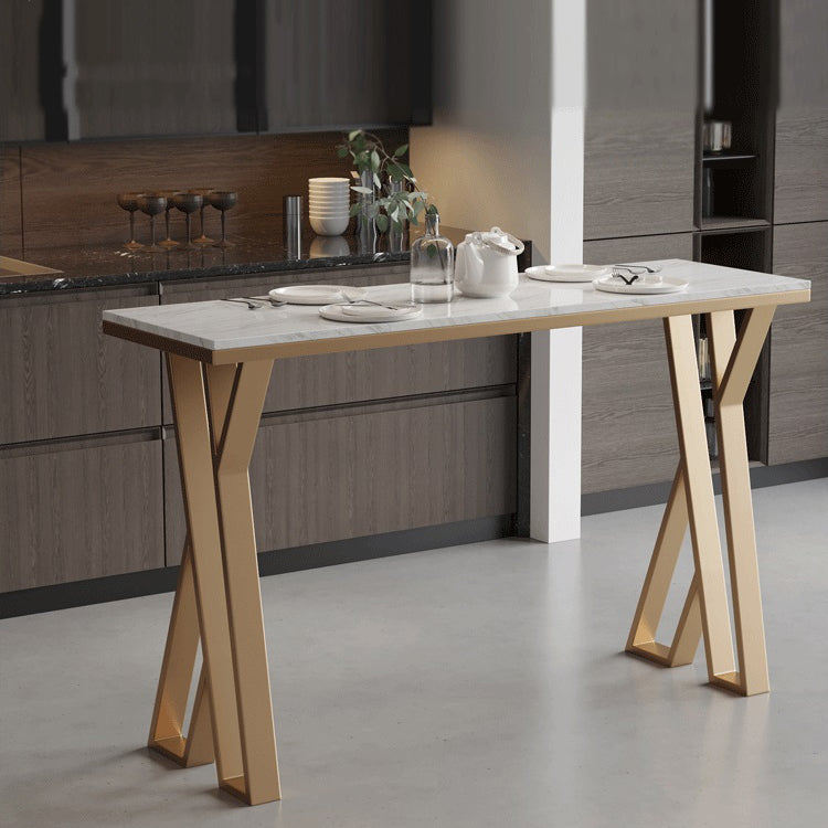 Glam 1/2/5 Pieces Bar Table Set Rectangle Bar Table with Metal High Stools