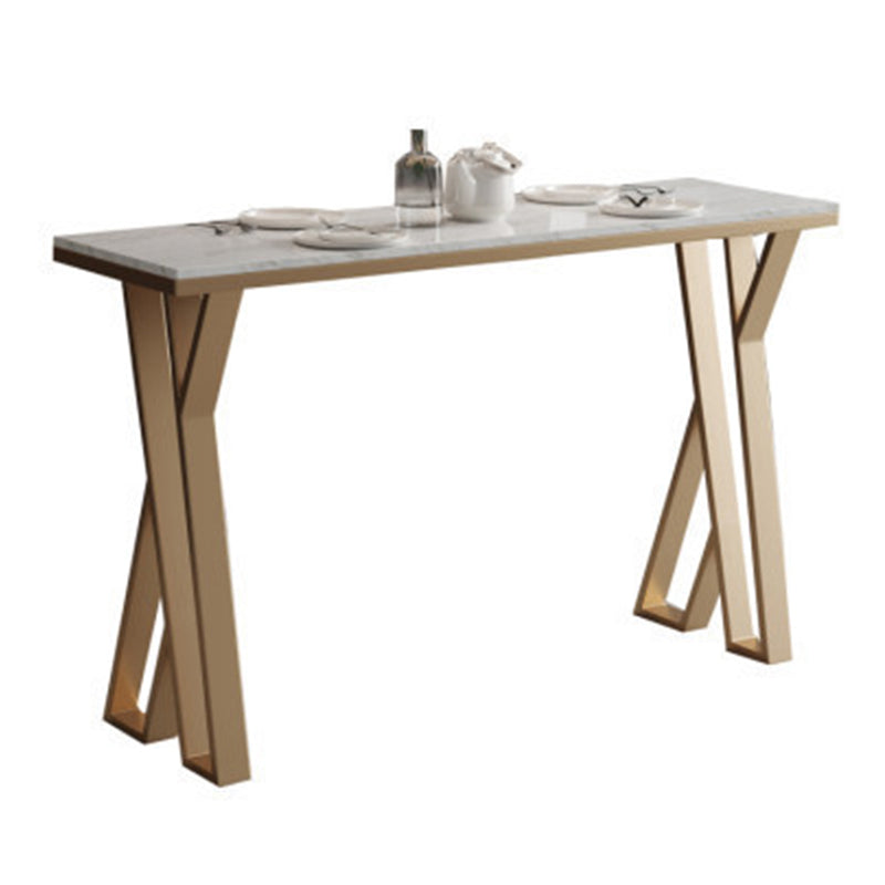 Glam 1/2/5 Pieces Bar Table Set Rectangle Bar Table with Metal High Stools