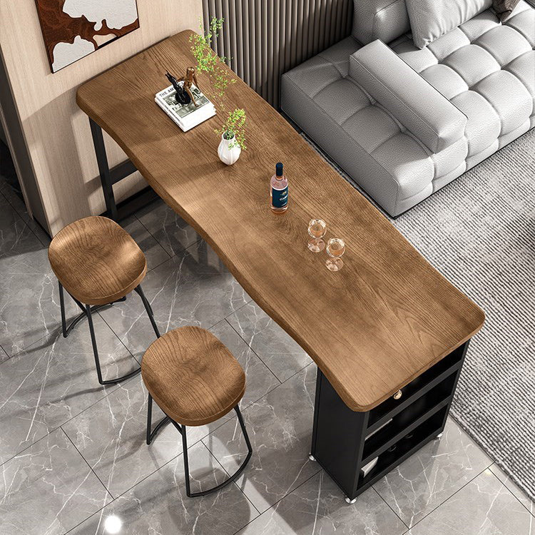 Industrial Rectangle Pub Table Set 1/3 Pieces Wooden Counter Table with Backless Stools