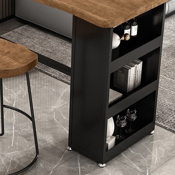 Industrial Rectangle Pub Table Set 1/3 Pieces Wooden Counter Table with Backless Stools