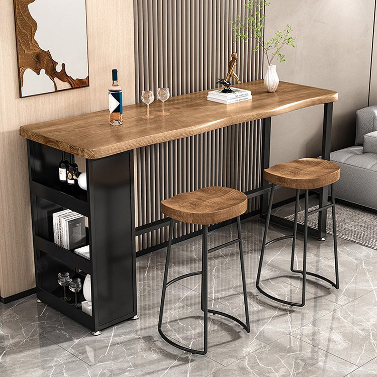Industrial Rectangle Pub Table Set 1/3 Pieces Wooden Counter Table with Backless Stools