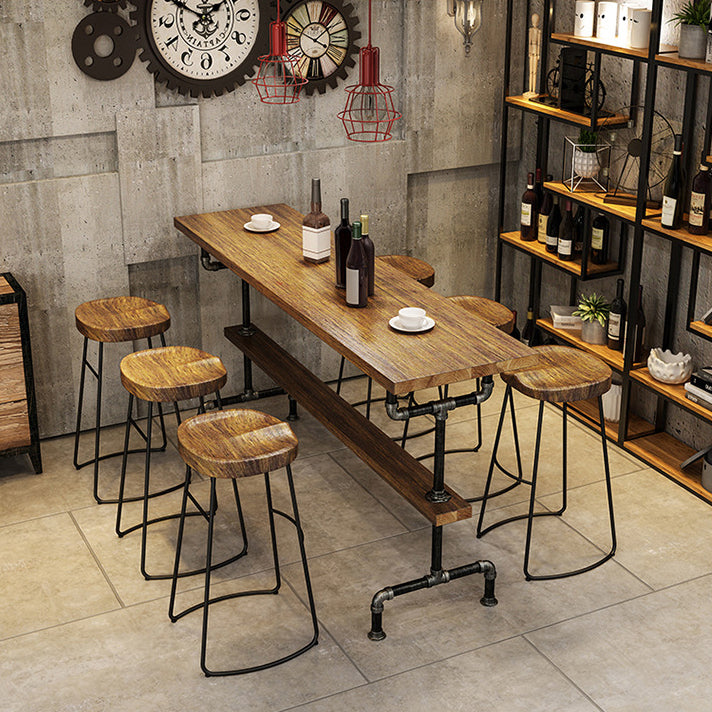 Industrial Pub Dining Set 1/4/7 Pieces Trestle Coffee Shop Wood Pub Table Set