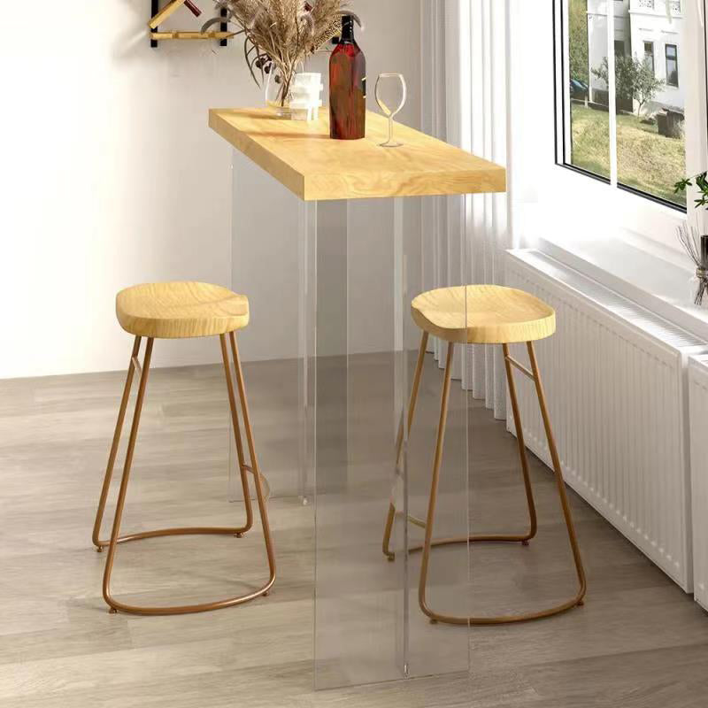 Modern Rectangular Pub Table Set 1/3 Pic Wooden Counter Table with Backless Stool