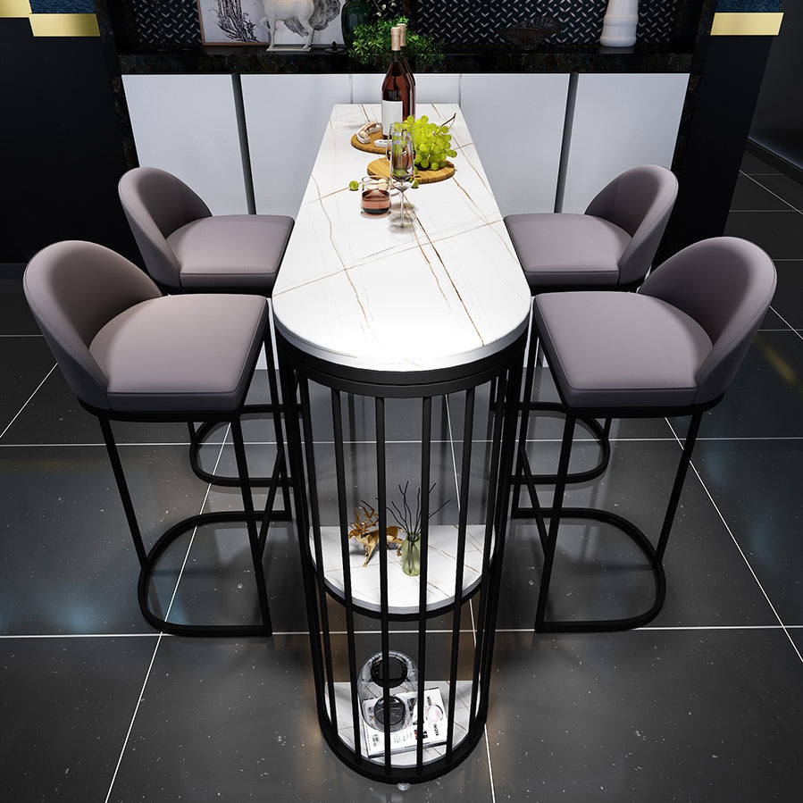 Glam Indoor Counter Height Set Stone and Metal 1/2/5 Pieces Storage Pub Dining Set