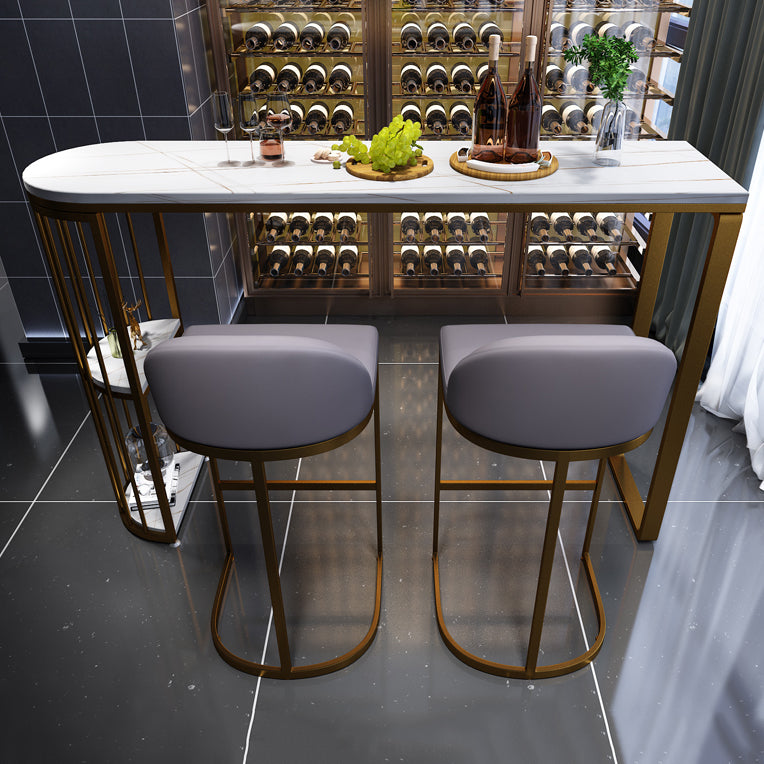 Glam Indoor Counter Height Set Stone and Metal 1/2/5 Pieces Storage Pub Dining Set