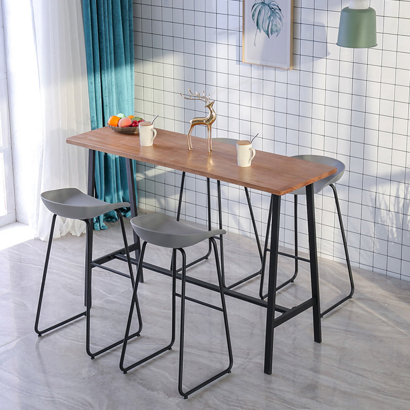 Indoor Glam Bar Table Set 1/2/3/5 Pieces Solid Wood Trestle Counter Set in Natural