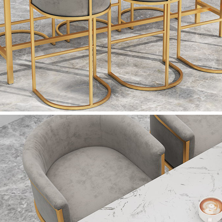 White Marble Bar Table Set 1/4 Pcs Upholstered Bar Stool for Living Room