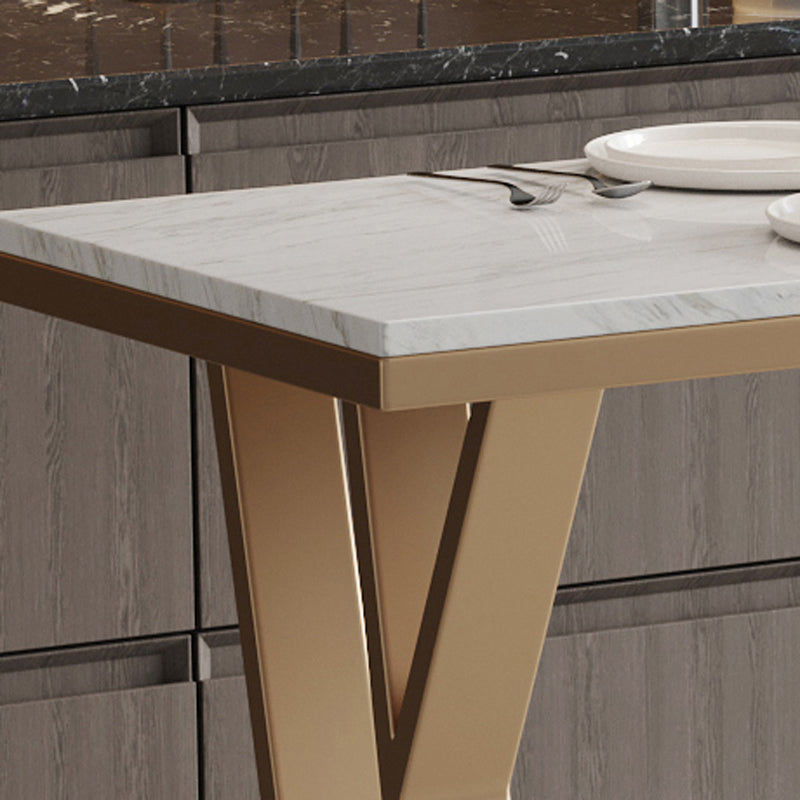 Glam Bar Table Set 1/2/5 Pieces Rectangle Bar Table with Metal High Stools for Kitchen