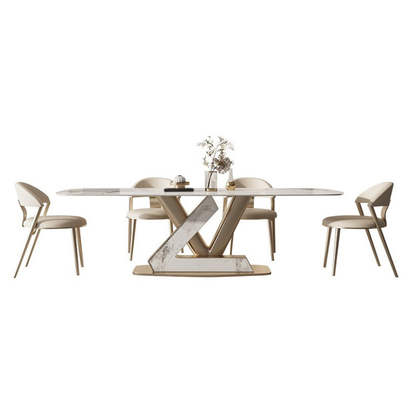 Nordic 1/4/5/7/9 Pieces Rectangle Dining Set Sintered Stone Top Dinette Table Set