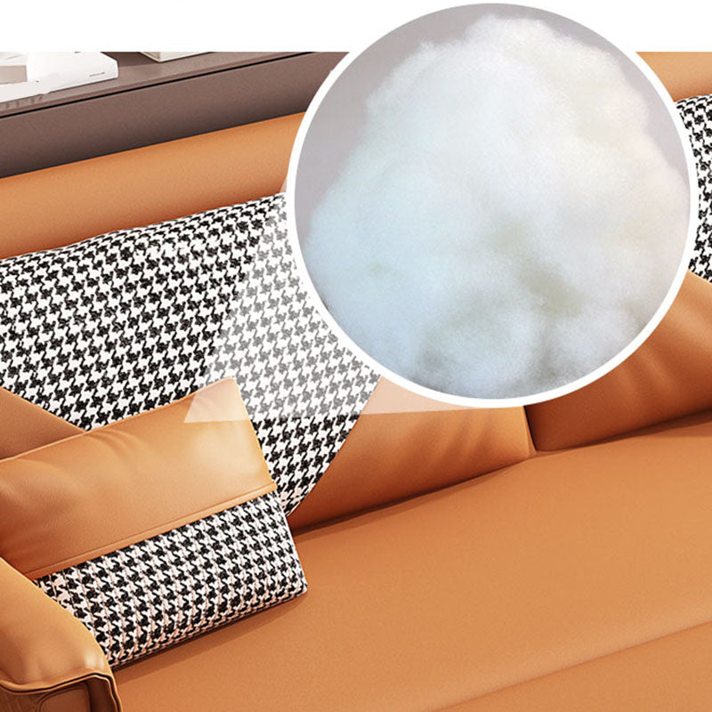Modern Pillow Top Arm Sofa Bed Faux Leather Sofa with Storage