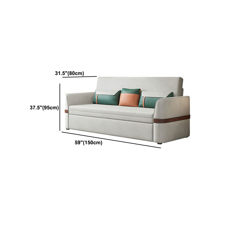 Stain Resistant Sofa Bed Grey Flared Arm Sofa with 3 Pillows