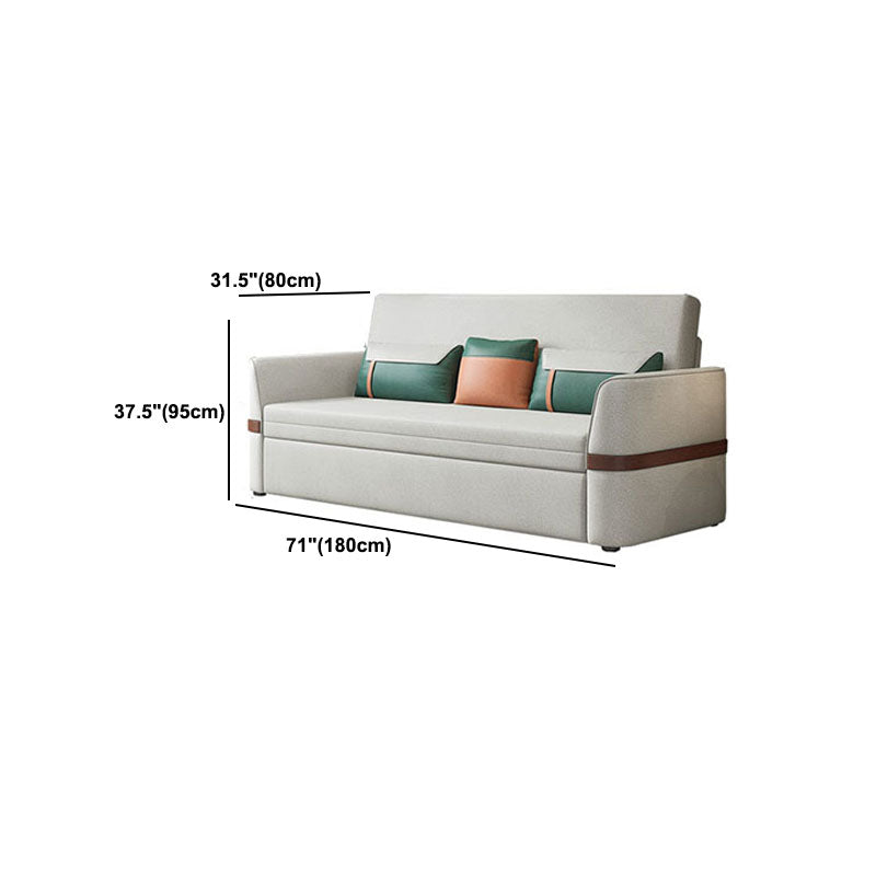 Stain Resistant Sofa Bed Grey Flared Arm Sofa with 3 Pillows