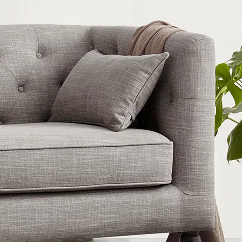 Tufted Fabric Sofa with Tuxedo Arm in Gray Contemporary Style