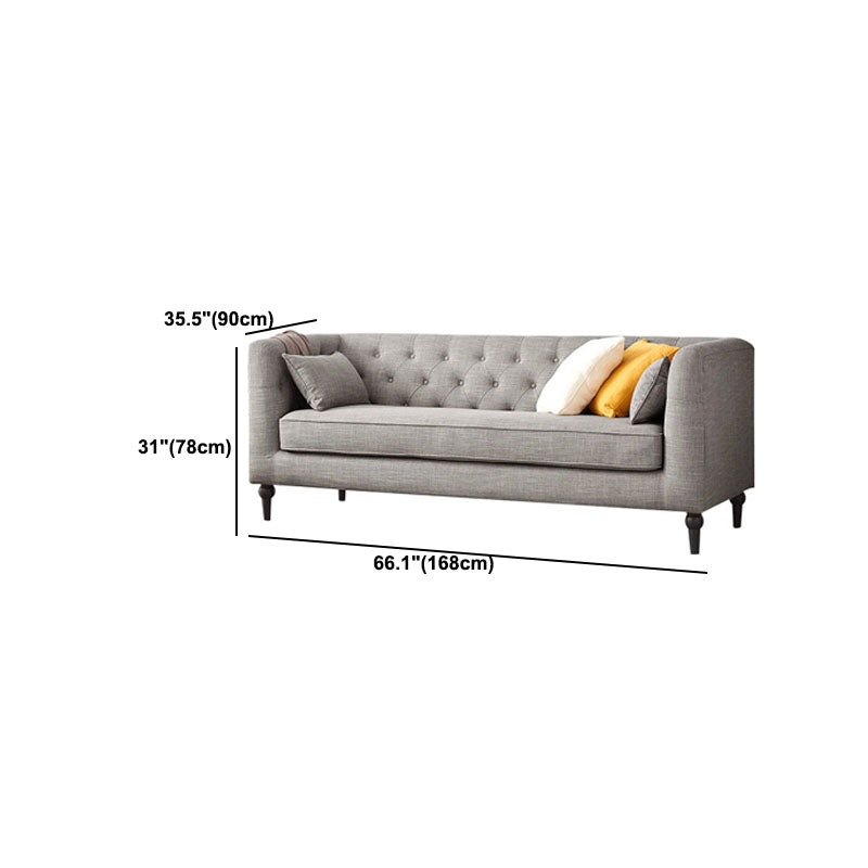 Tufted Fabric Sofa with Tuxedo Arm in Gray Contemporary Style
