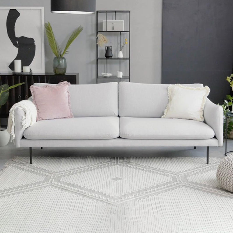 Sofa with 2 Pillows Square Arm Contemporary Sofa with Black Metal Feet