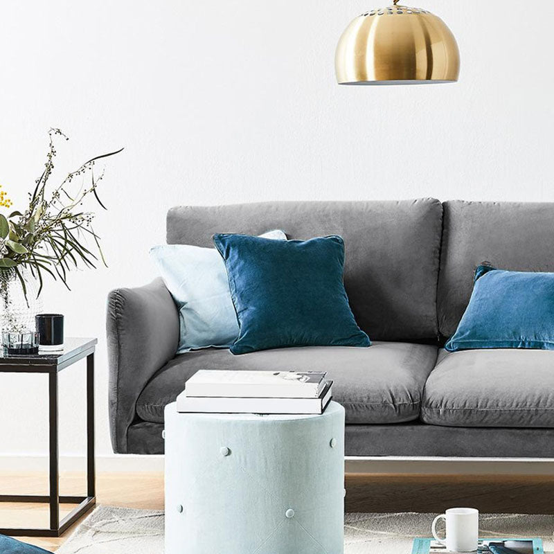 Sofa with 2 Pillows Square Arm Contemporary Sofa with Black Metal Feet