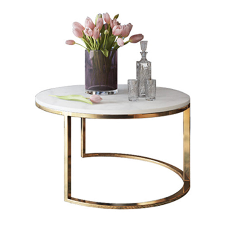 Frame Glam Simple Coffee Table Marble Round Cocktail Table Set