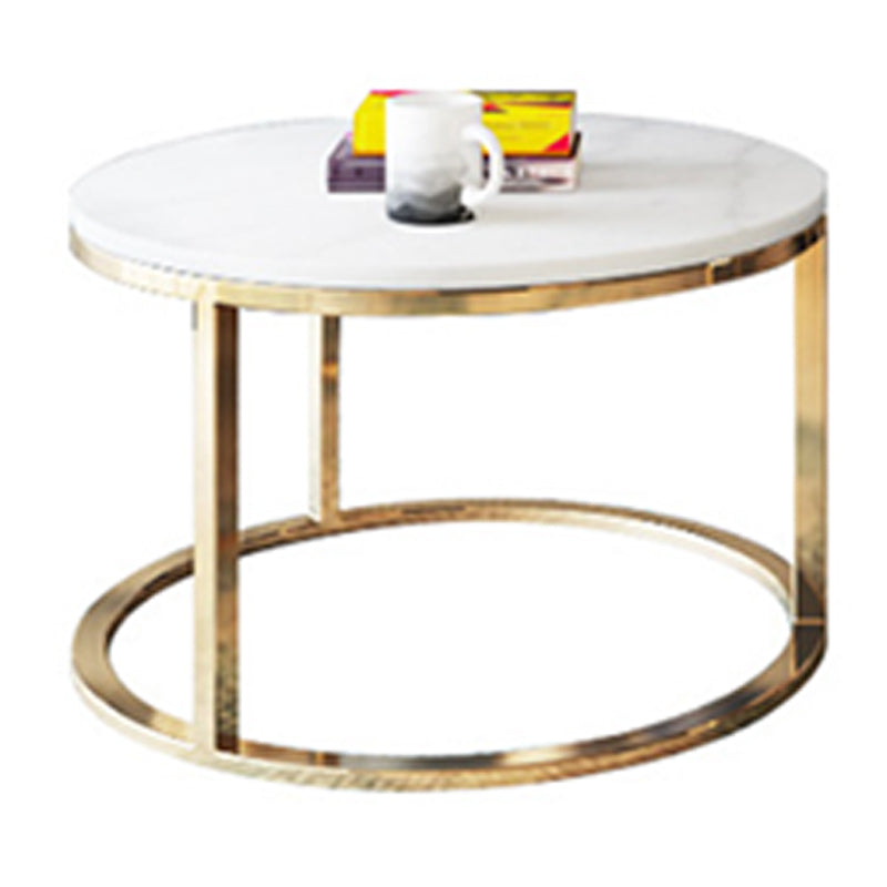 Frame Glam Simple Coffee Table Marble Round Cocktail Table Set