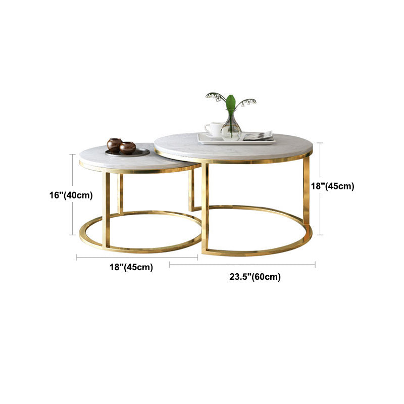 Frame Glam Simple Coffee Table Marble Round Cocktail Table Set
