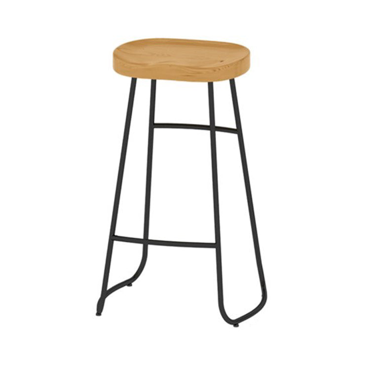 Solid Wood Bar Stool and Table Set 1/4/7 Pcs Black Iron Base Bar Table and Stools