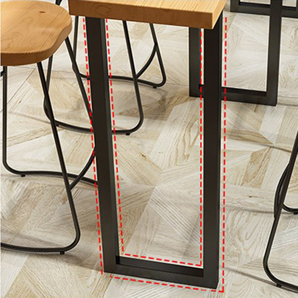 Solid Wood Bar Stool and Table Set 1/4/7 Pcs Black Iron Base Bar Table and Stools