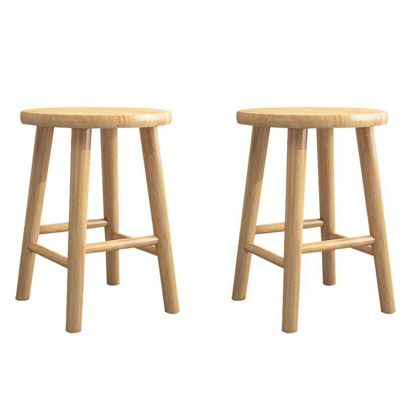 Contemporary Backless Rubberwood Stool Natural Footrest Barstool