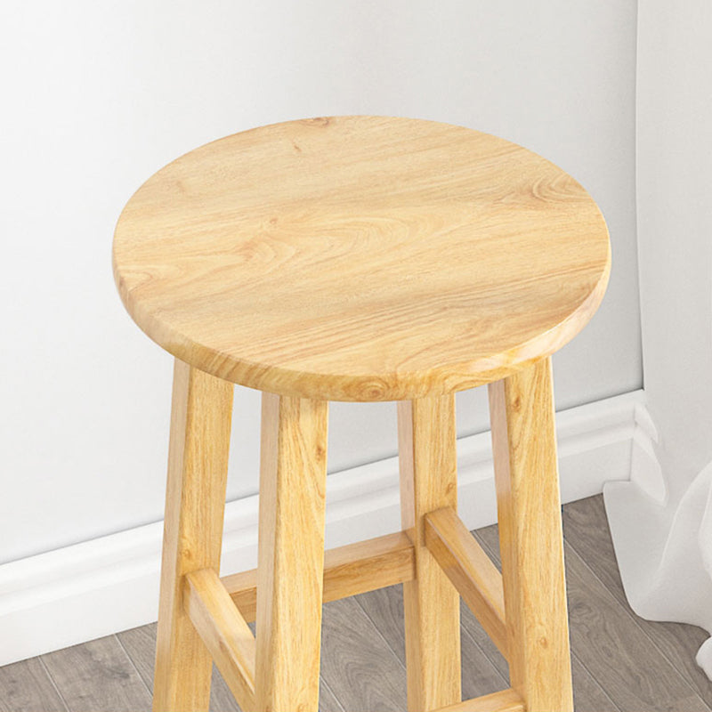 Contemporary Backless Rubberwood Stool Natural Footrest Barstool