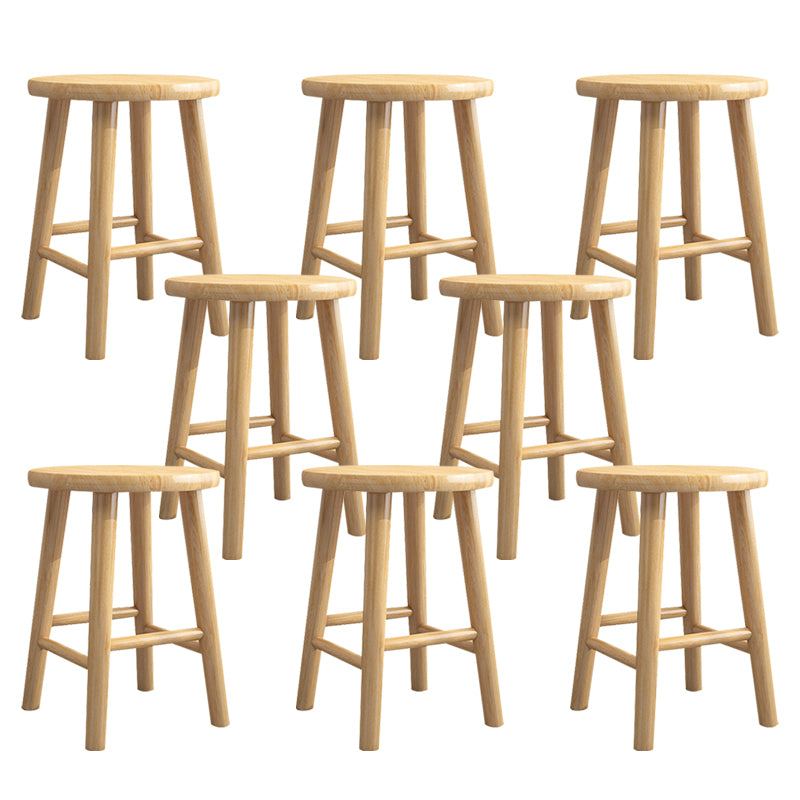 Contemporary Backless Rubberwood Stool Natural Footrest Barstool