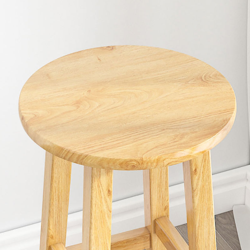 Contemporary Backless Rubberwood Stool Natural Footrest Barstool
