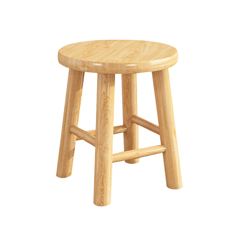Contemporary Backless Rubberwood Stool Natural Footrest Barstool