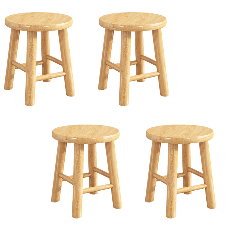 Contemporary Backless Rubberwood Stool Natural Footrest Barstool