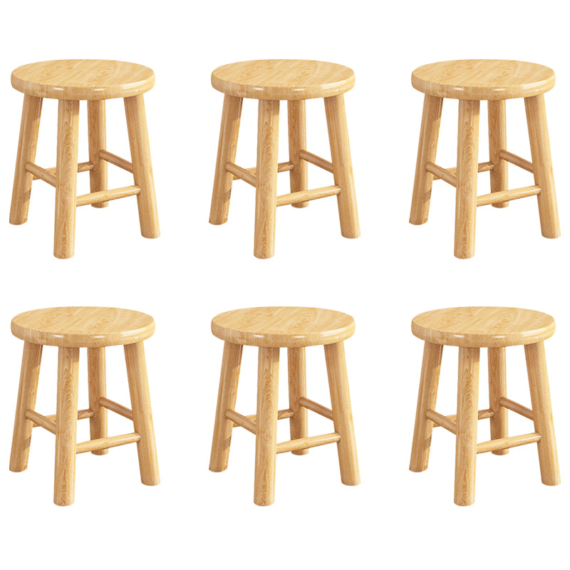 Contemporary Backless Rubberwood Stool Natural Footrest Barstool