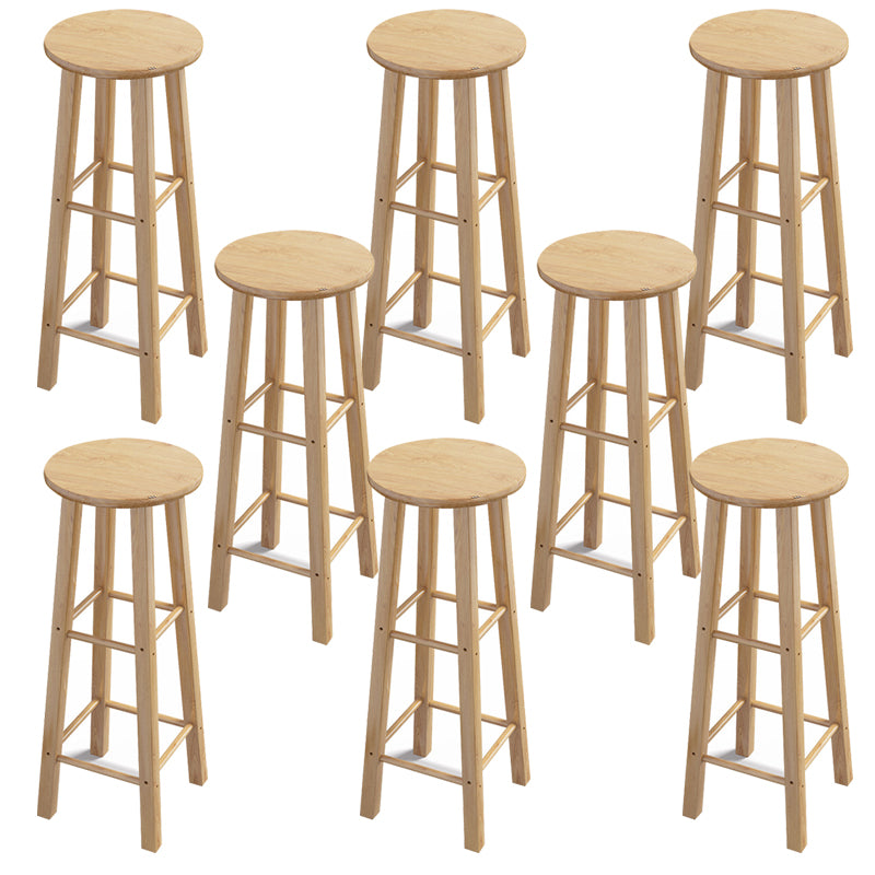 Contemporary Backless Rubberwood Stool Natural Footrest Barstool
