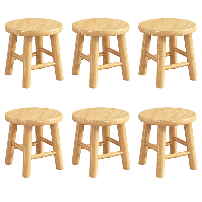 Contemporary Backless Rubberwood Stool Natural Footrest Barstool