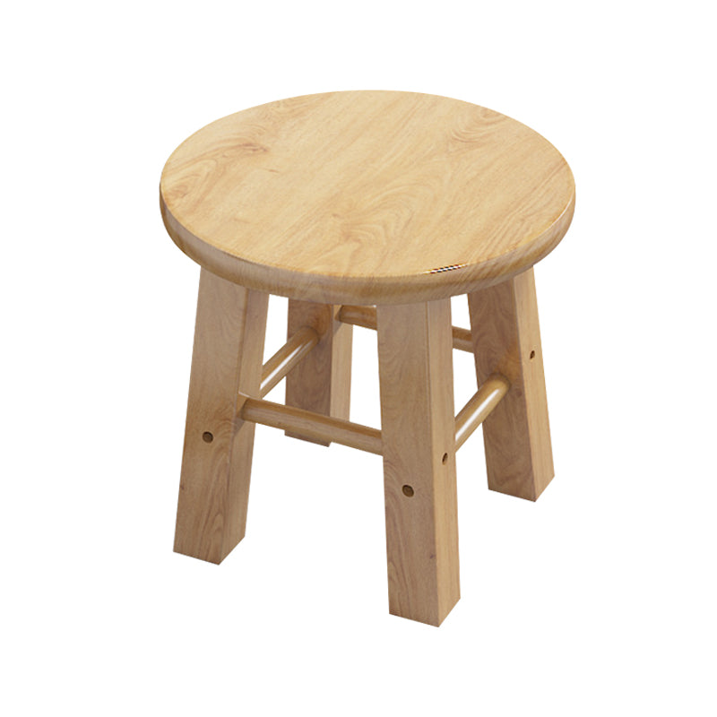 Contemporary Backless Rubberwood Stool Natural Footrest Barstool