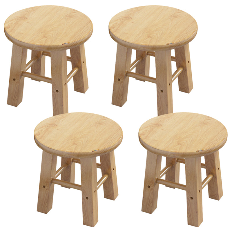 Contemporary Backless Rubberwood Stool Natural Footrest Barstool