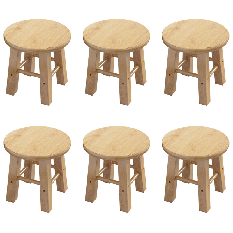 Contemporary Backless Rubberwood Stool Natural Footrest Barstool