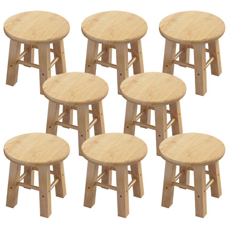 Contemporary Backless Rubberwood Stool Natural Footrest Barstool