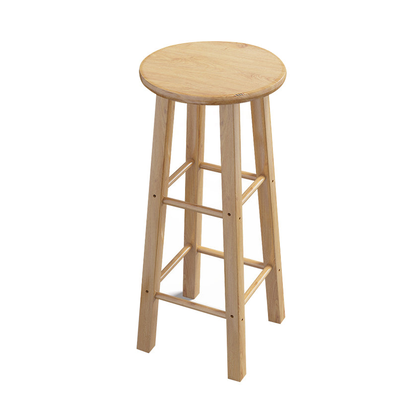 Contemporary Backless Rubberwood Stool Natural Footrest Barstool