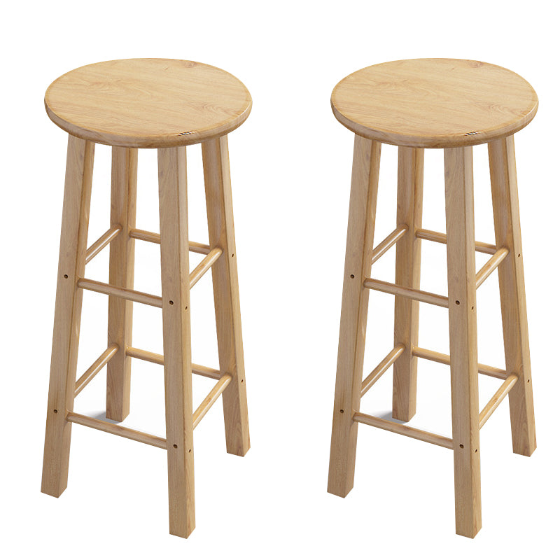 Contemporary Backless Rubberwood Stool Natural Footrest Barstool