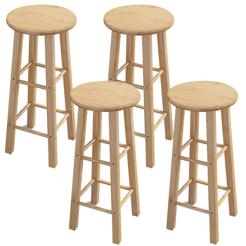 Contemporary Backless Rubberwood Stool Natural Footrest Barstool