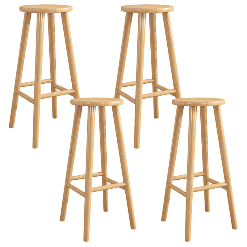 Contemporary Backless Rubberwood Stool Natural Footrest Barstool